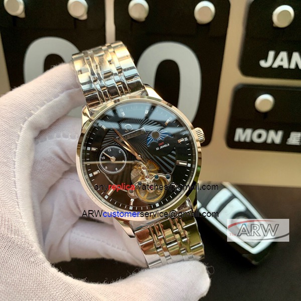 Copy Omega Tourbilln Grande Complication SS Black Face Watch